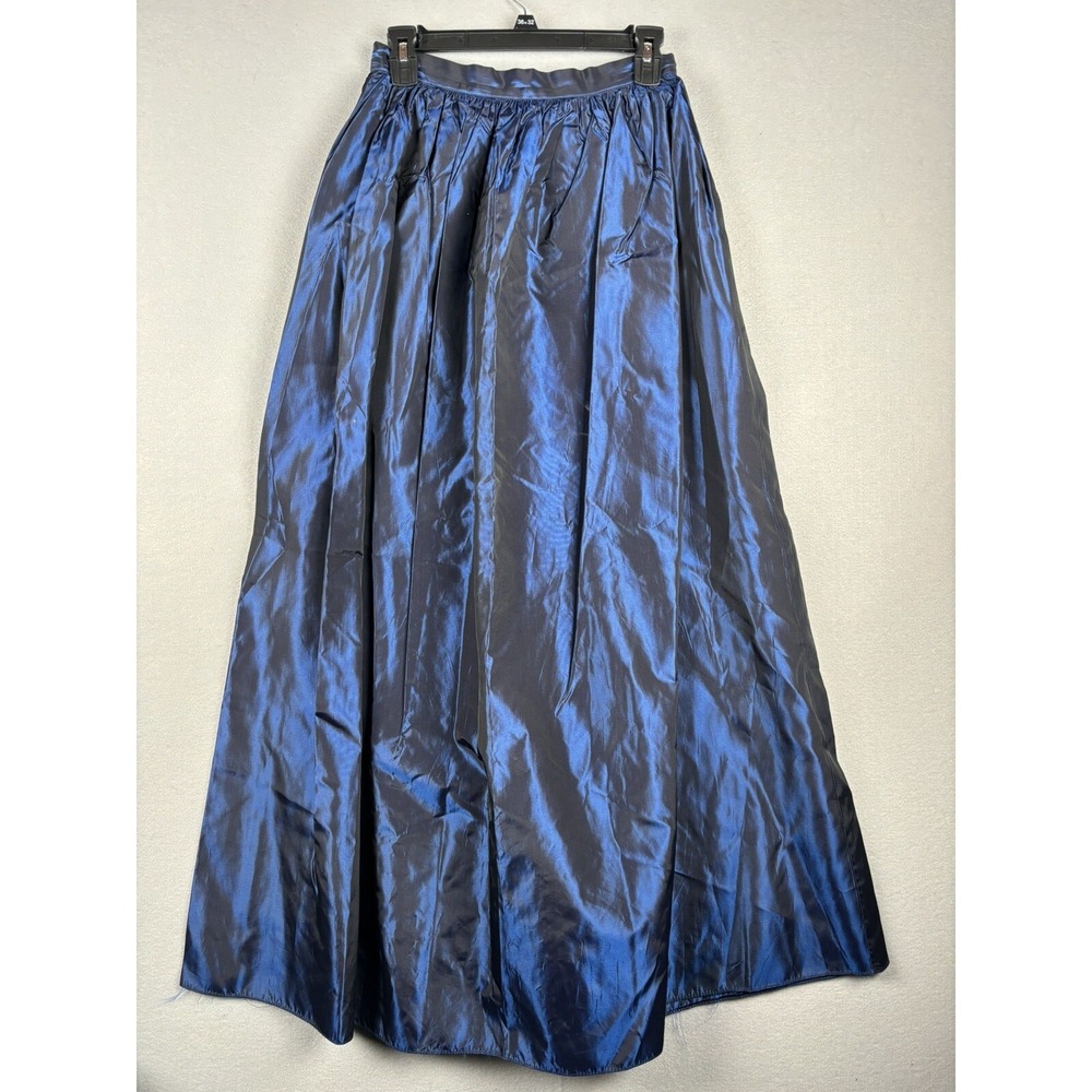 J.R Nites Women's Skirt 8 Blue Pleated Long A Line Acetate High Waist #2615
